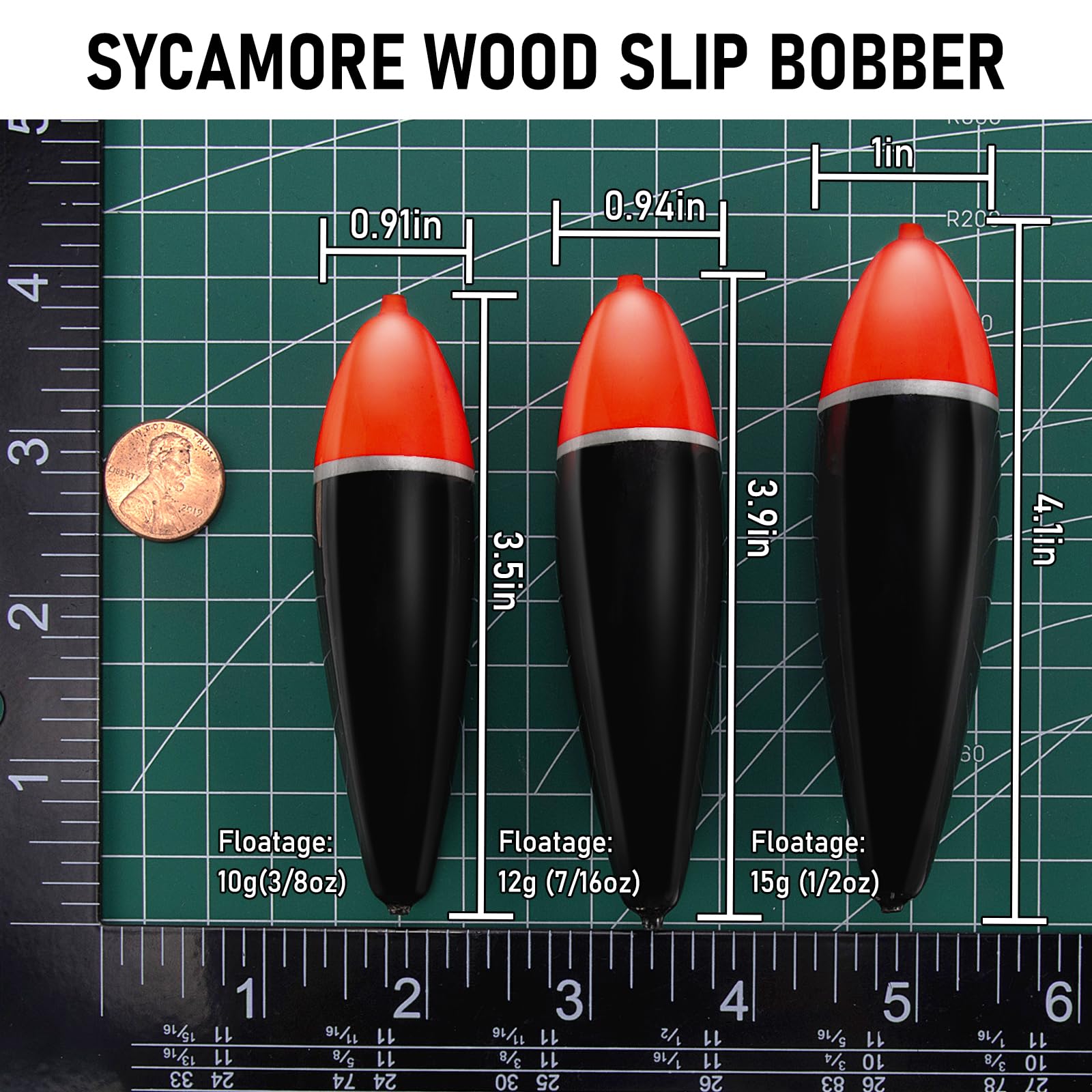 Sycamore wood slip bobber with epoxy coating detail