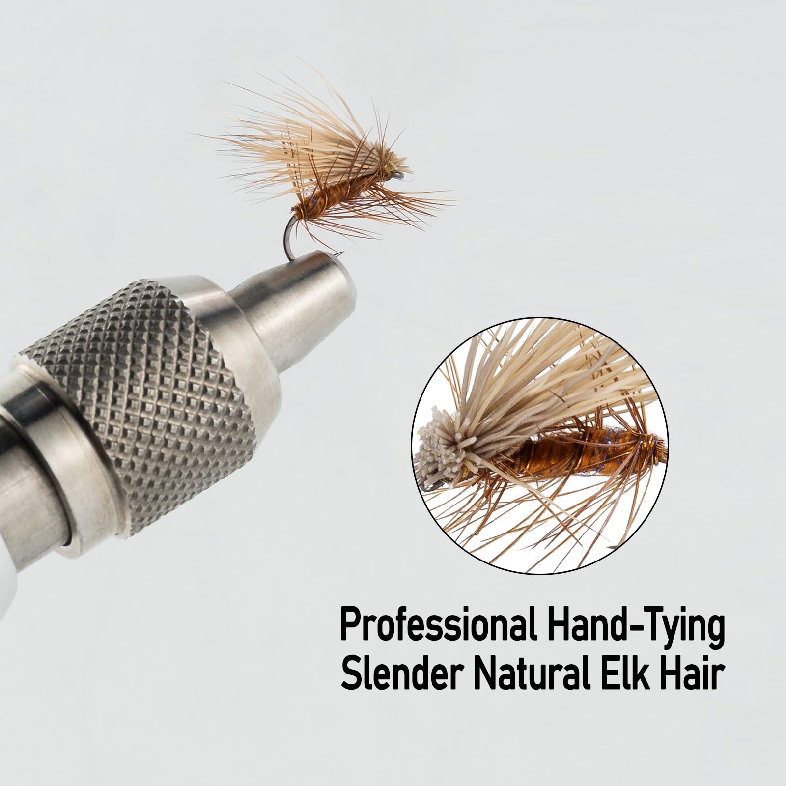 Floating elk hair caddis dry fly ready for trout fishing