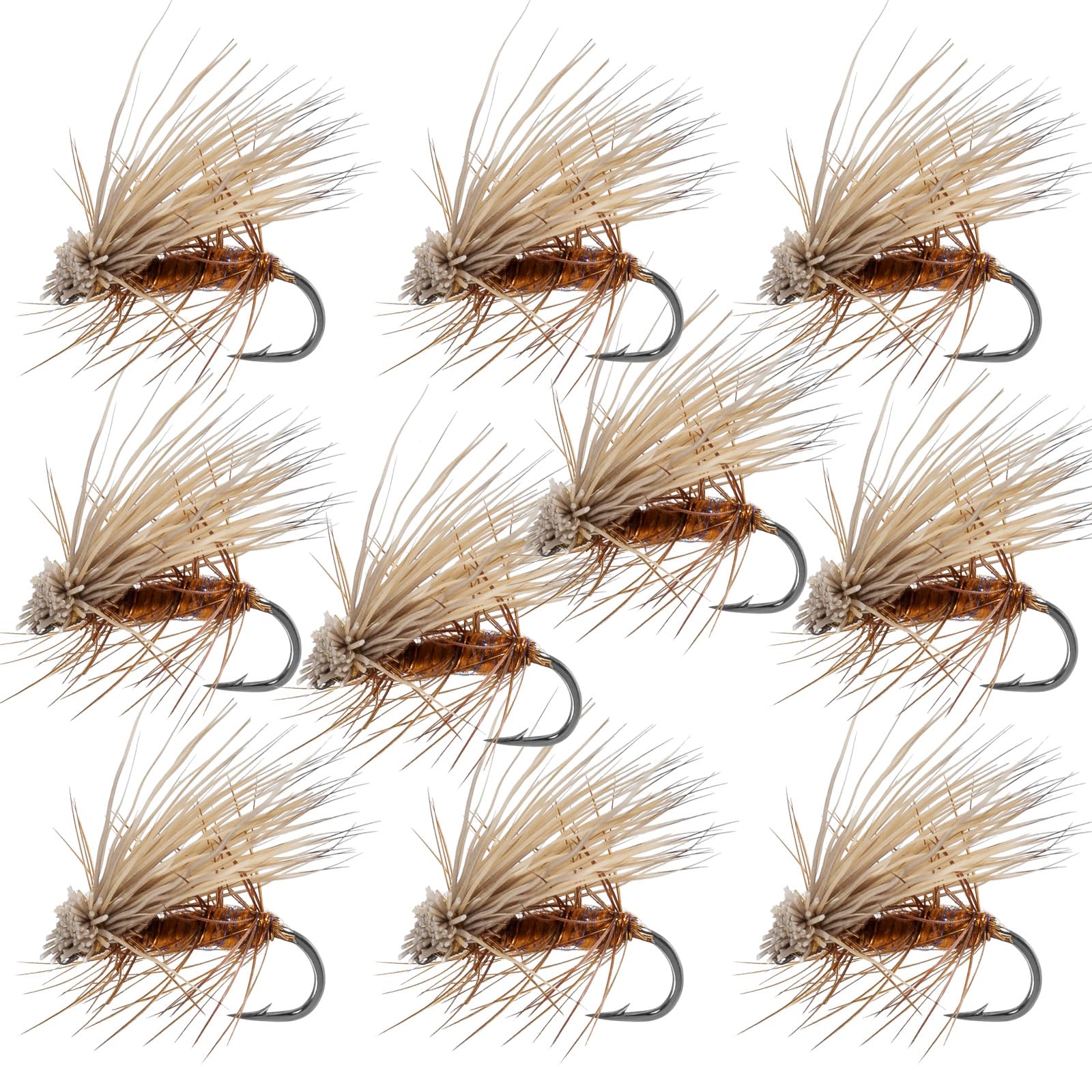 Trout fishing setup using elk hair caddis dry flies