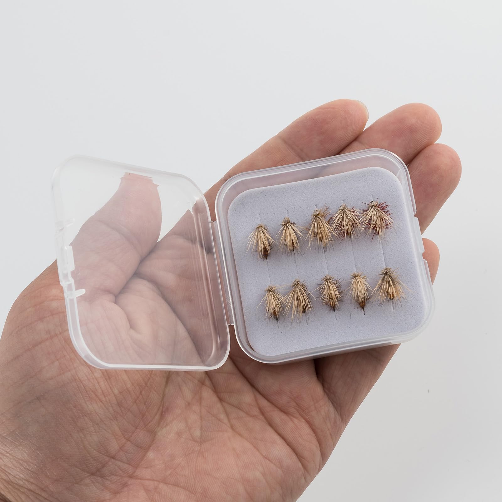 Two random color variations of elk hair caddisflies shipped in the 10-pack