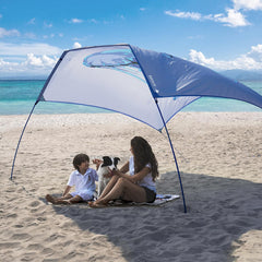 ALYCASO Beach Shade Canopy closeup reveals durable fabric and UV protection.