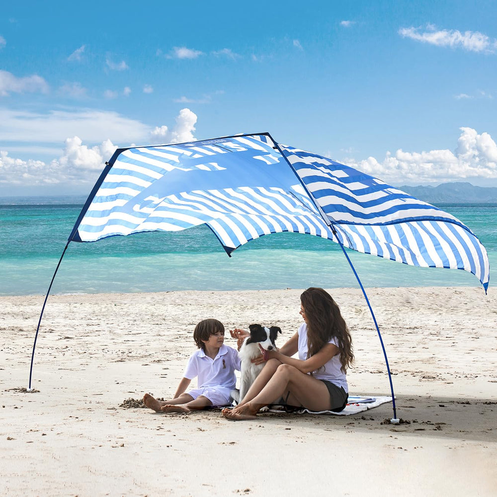 ALYCASO Beach Shade Sun Canopy setup for quick shade on sunny days.