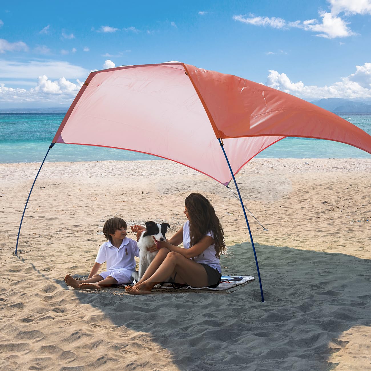 ALYCASO Beach Wind Shade Canopy wide shot showing 78 sq ft of shade for beach days