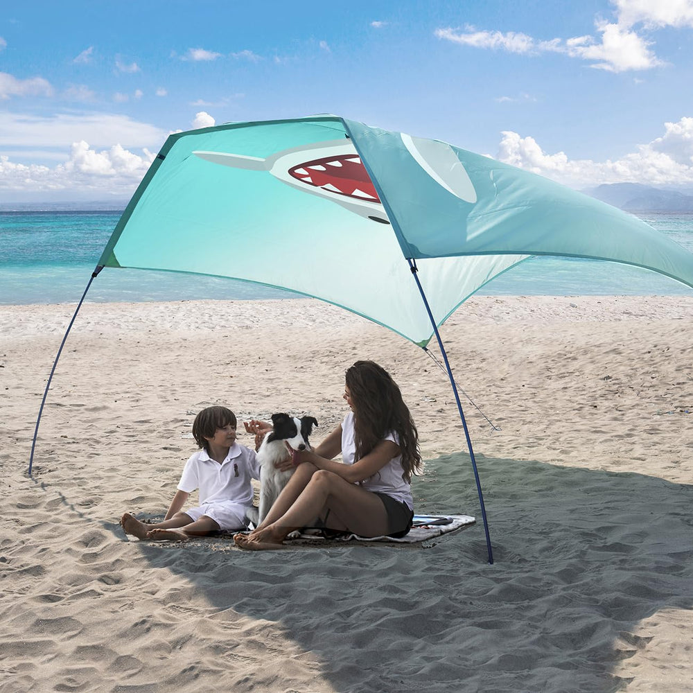 ALYCASO Beach Wind Shade Canopy provides instant beach shade and easy setup.