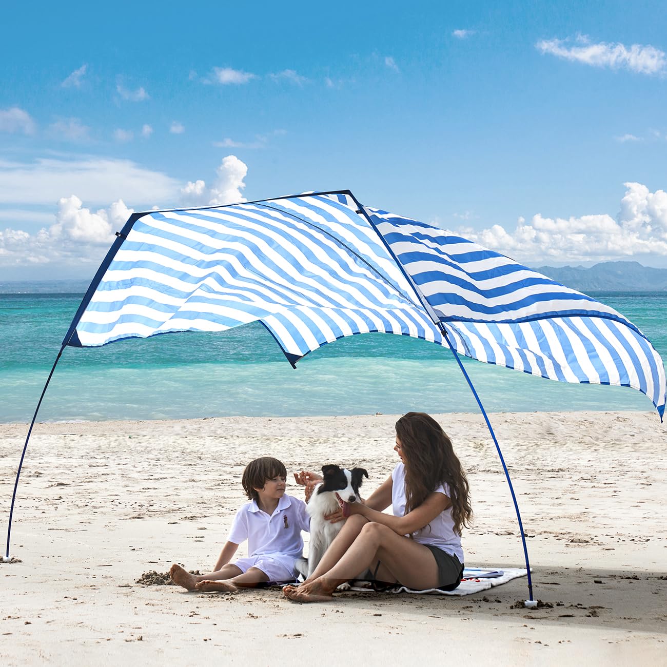 ALYCASO Beach Wind Shade front view for quick shade protection on sunny days
