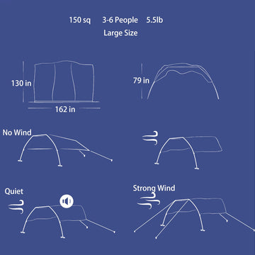 ALYCASO wind shelter side profile offers sturdy frame and breezy shade