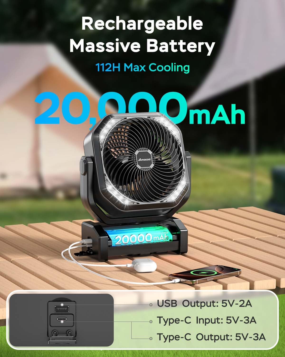 AMACOOL 112-hour cooling capacity supports extended outdoor trips