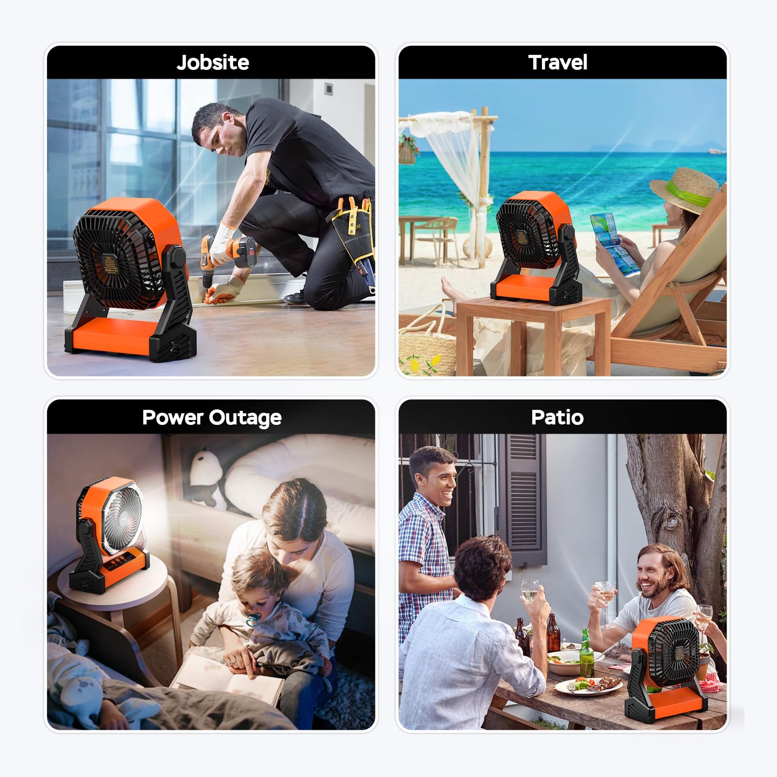 AMACOOL 4-speed floor fan flexible cooling at jobsites and outdoors.