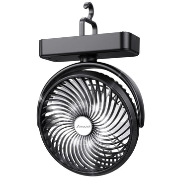 AMACOOL camping fan front view with 7-inch head for wide airflow