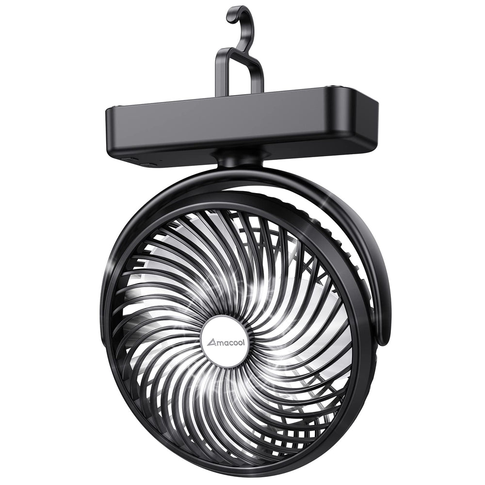 AMACOOL camping fan front view with 7-inch head for wide airflow