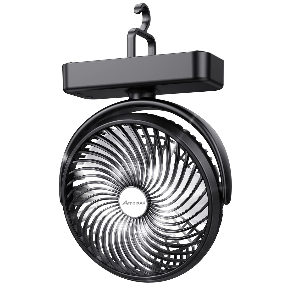 AMACOOL camping fan front view with 7-inch head for wide airflow