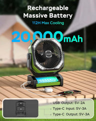 AMACOOL camping fan with 8 speeds for customizable airflow
