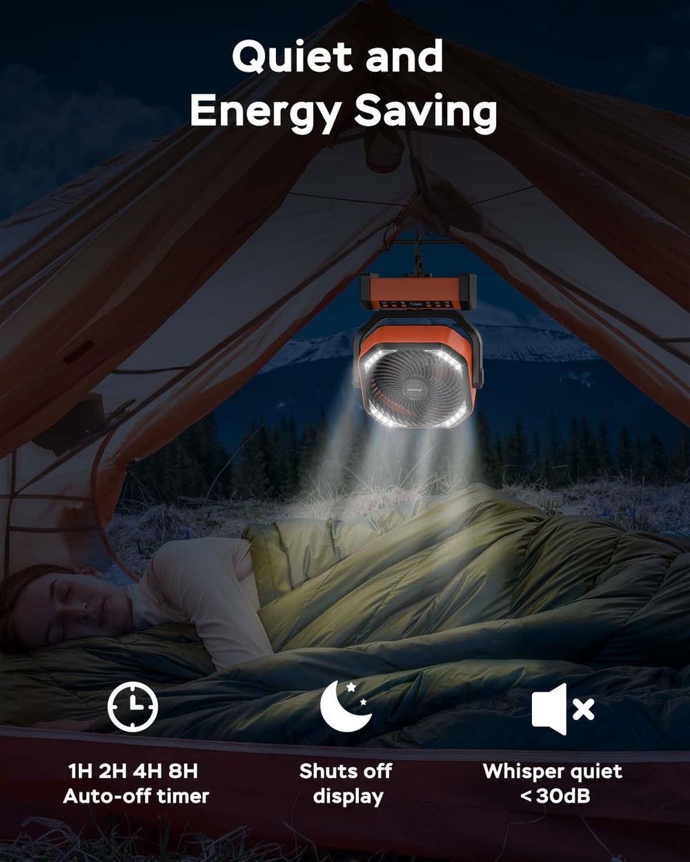 AMACOOL camping fan durable ABS base stands up to rugged outdoor use.