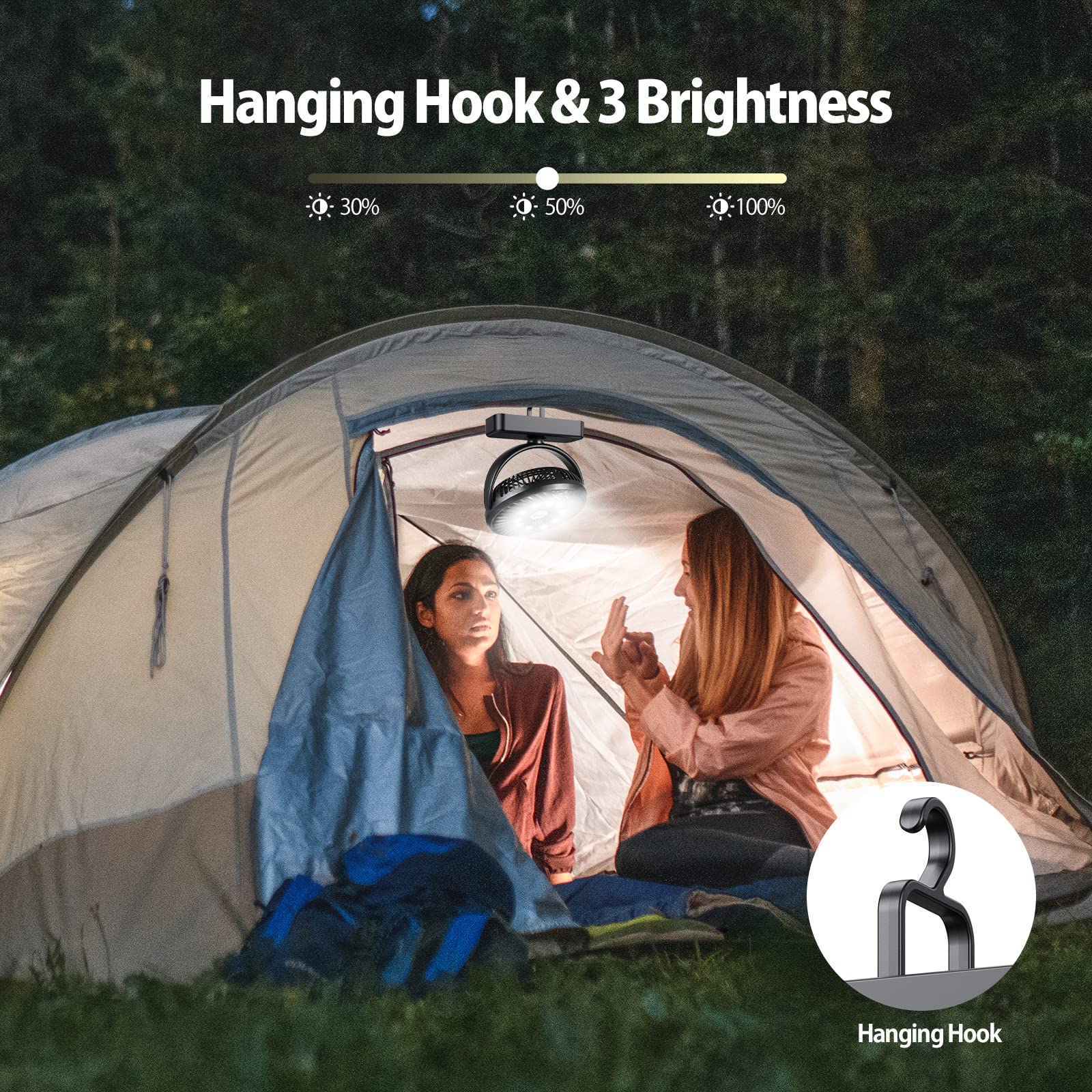 AMACOOL camping fan hanging hook used to suspend in a tent or car