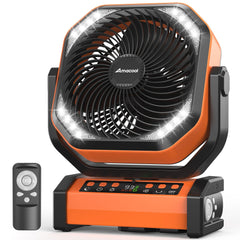 AMACOOL camping fan with 20000mAh battery delivers extended cooling for tents and outdoors.