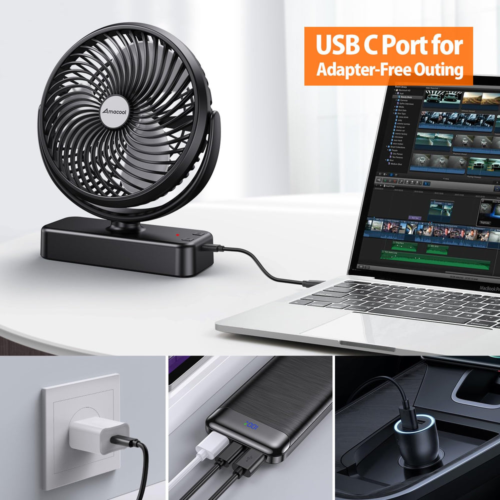 AMACOOL desk setup shows versatile placement for workspace or bedside use