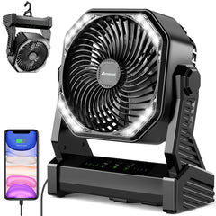 AMACOOL LED lantern camping fan with foldable hook for tent camping and travel