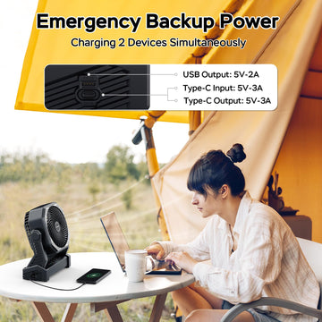 AMACOOL LED lantern camping fan with built-in LED light for night illumination