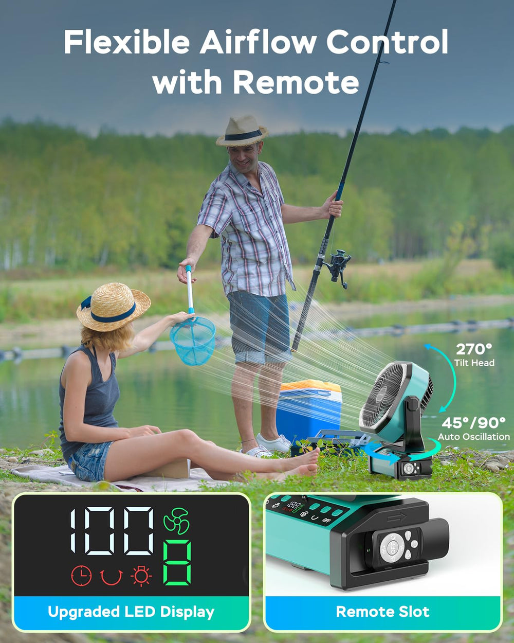 AMACOOL remote and USB ports allow easy control and device charging