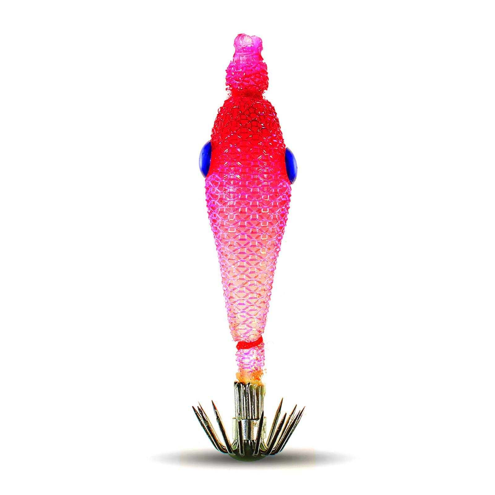 Luminous squid jig hooks arranged to show size 5 cm (1.97 inch)