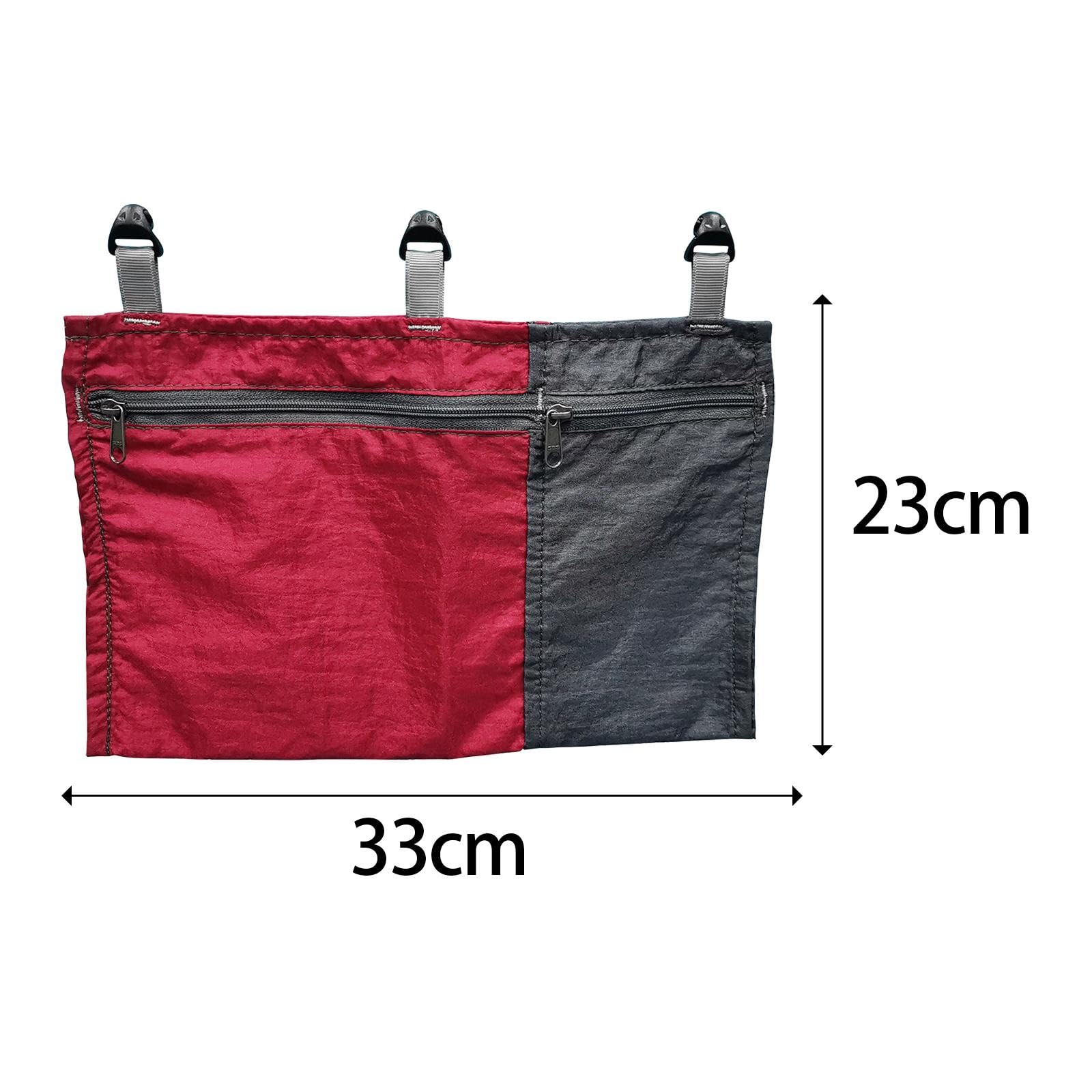 Amagogo dark red hammock organizer viewed from the front.