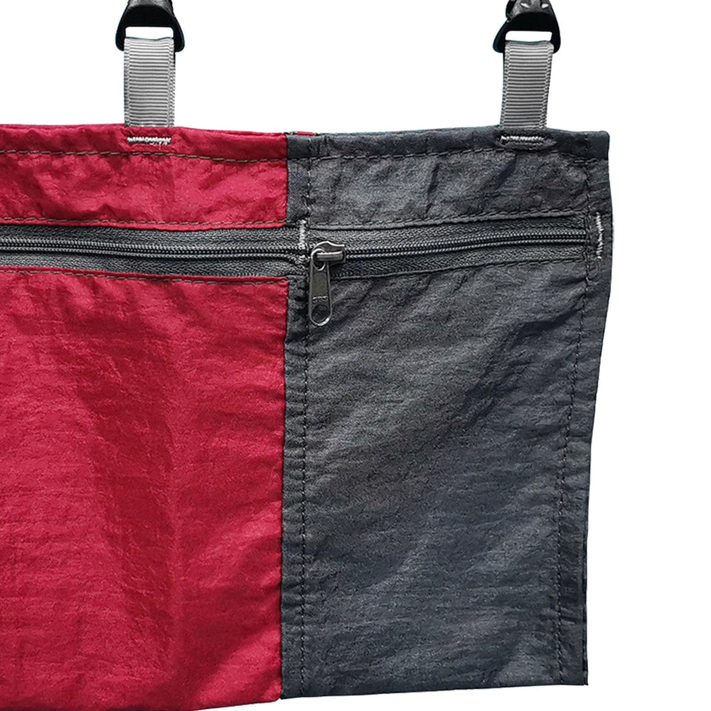 Amagogo hammock organizer attached to trees or poles for flexible setup.