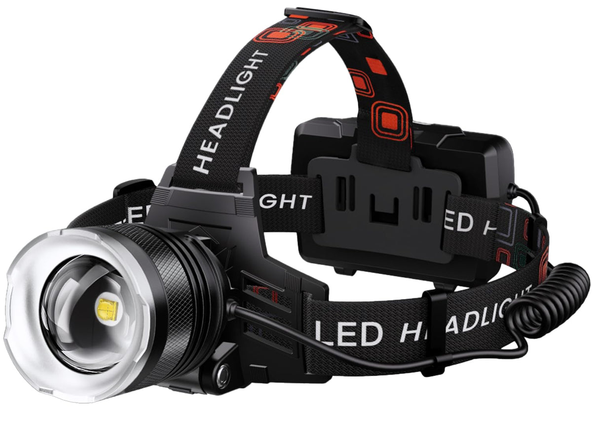 AMAKER headlamp rechargeable battery shows long-run power for outdoor use.