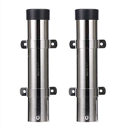 Amarine Made stainless steel side-mount rod holders with brackets - front view