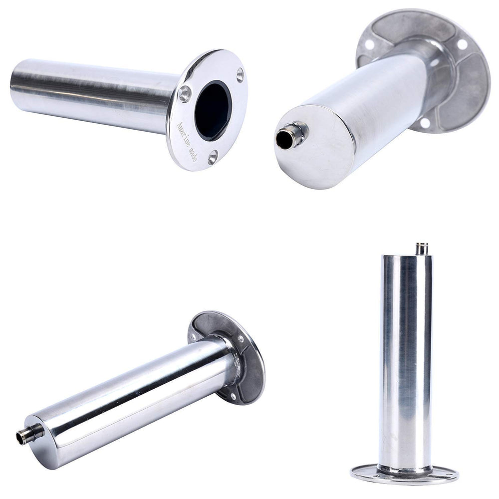 Amarine Made four-pack rod holders mounted on a boat gunnel demonstrating heavy-duty corrosion resistance.
