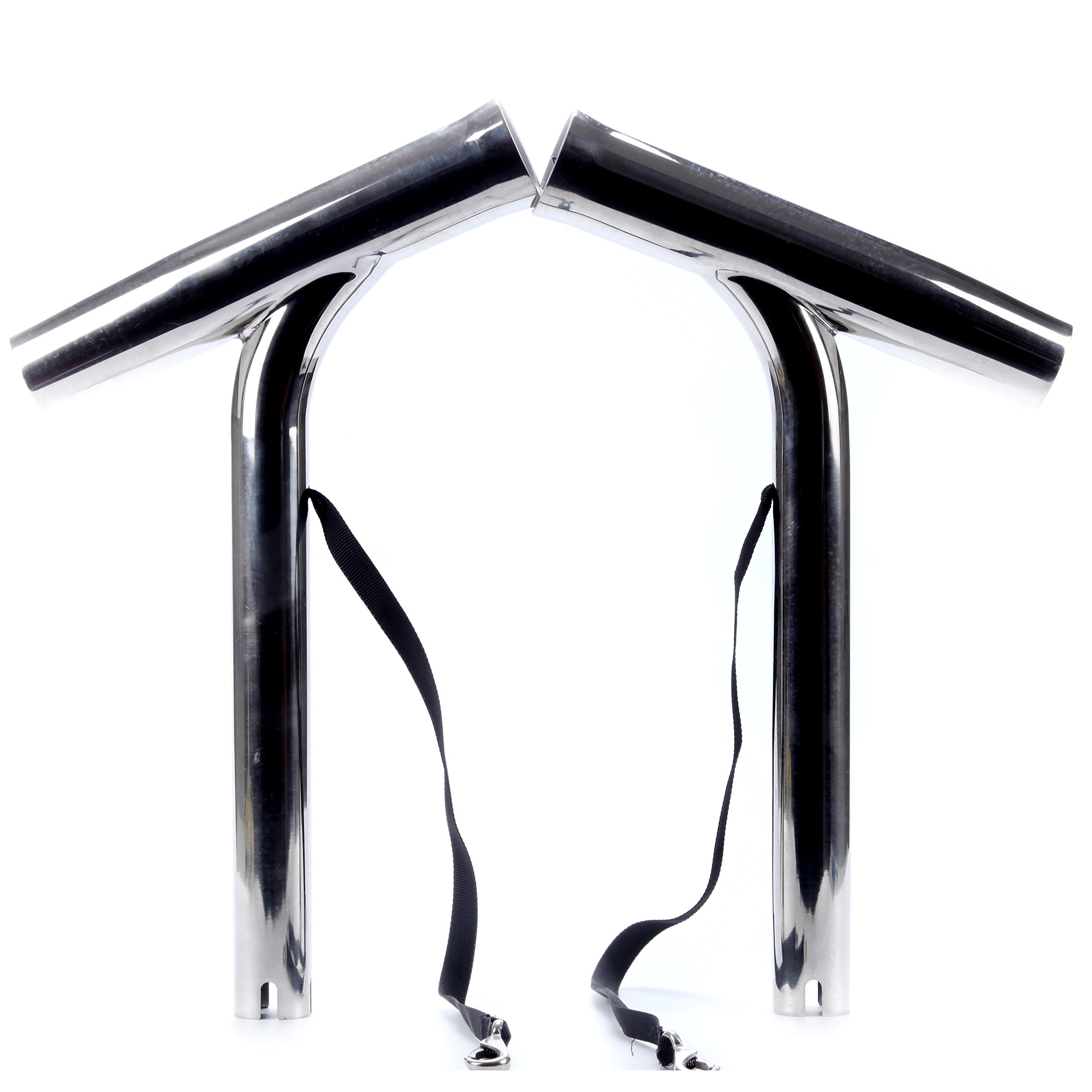 Amarine Made rod holder in polished silver front view highlighting durability and sleek boat styling.