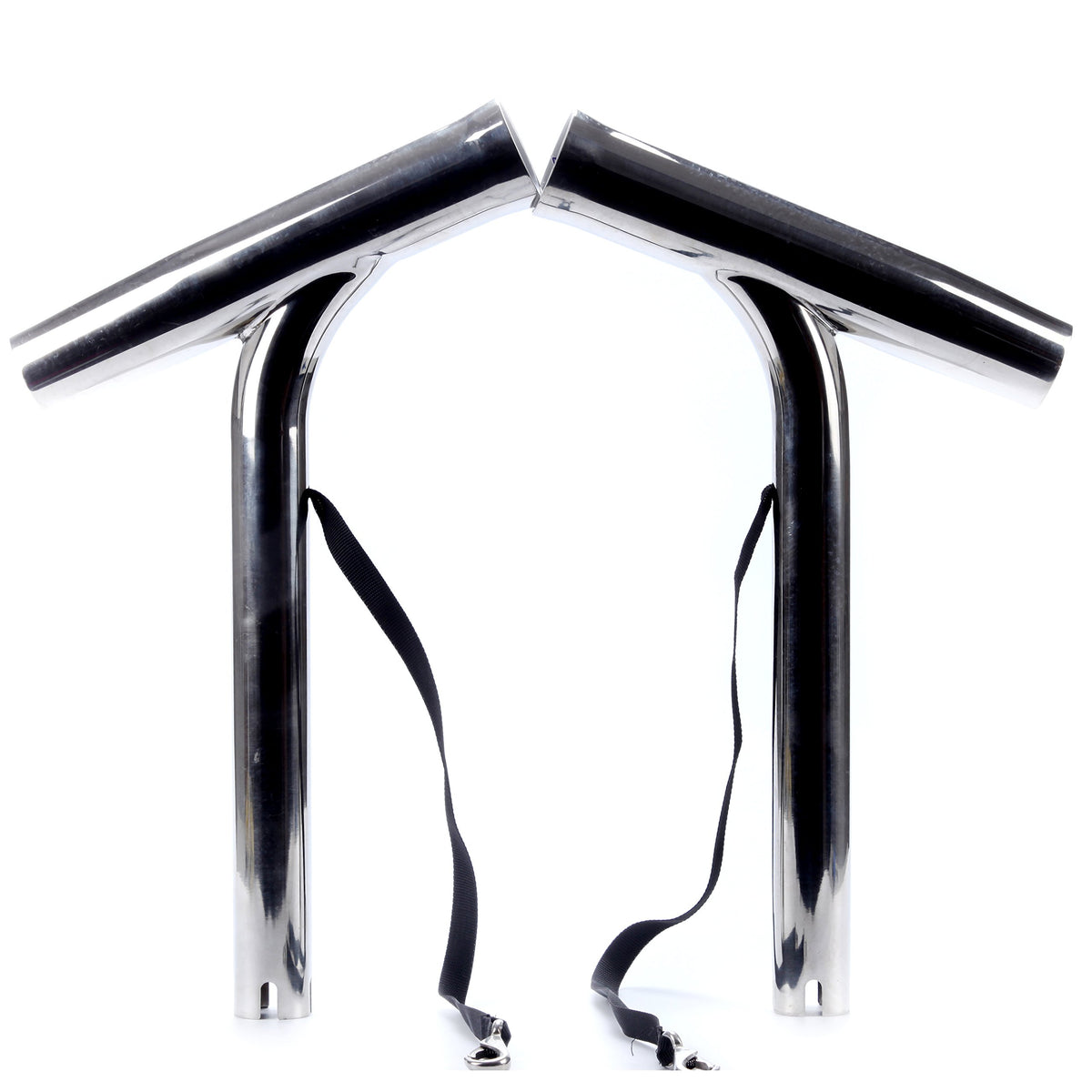 Amarine Made rod holder in polished silver front view highlighting durability and sleek boat styling.