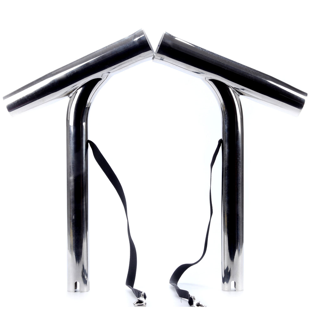 Amarine Made rod holder in polished silver front view highlighting durability and sleek boat styling.