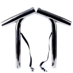 Amarine Made rod holder in polished silver front view highlighting durability and sleek boat styling.