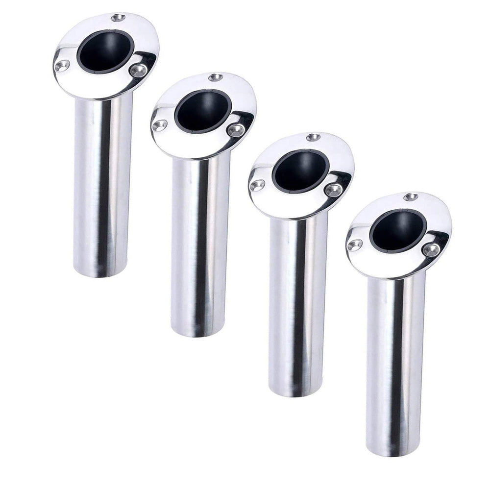 Amarine Made rod holders with drain barb closeup showing stainless finish and drainage feature.