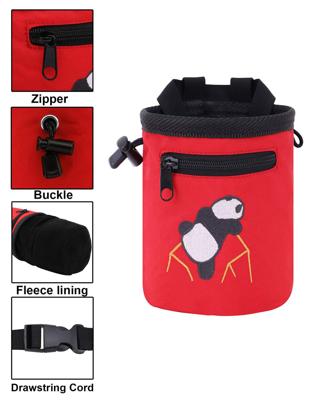 AMC Panda chalk bag durable waterproof shell withstands rugged gym use.