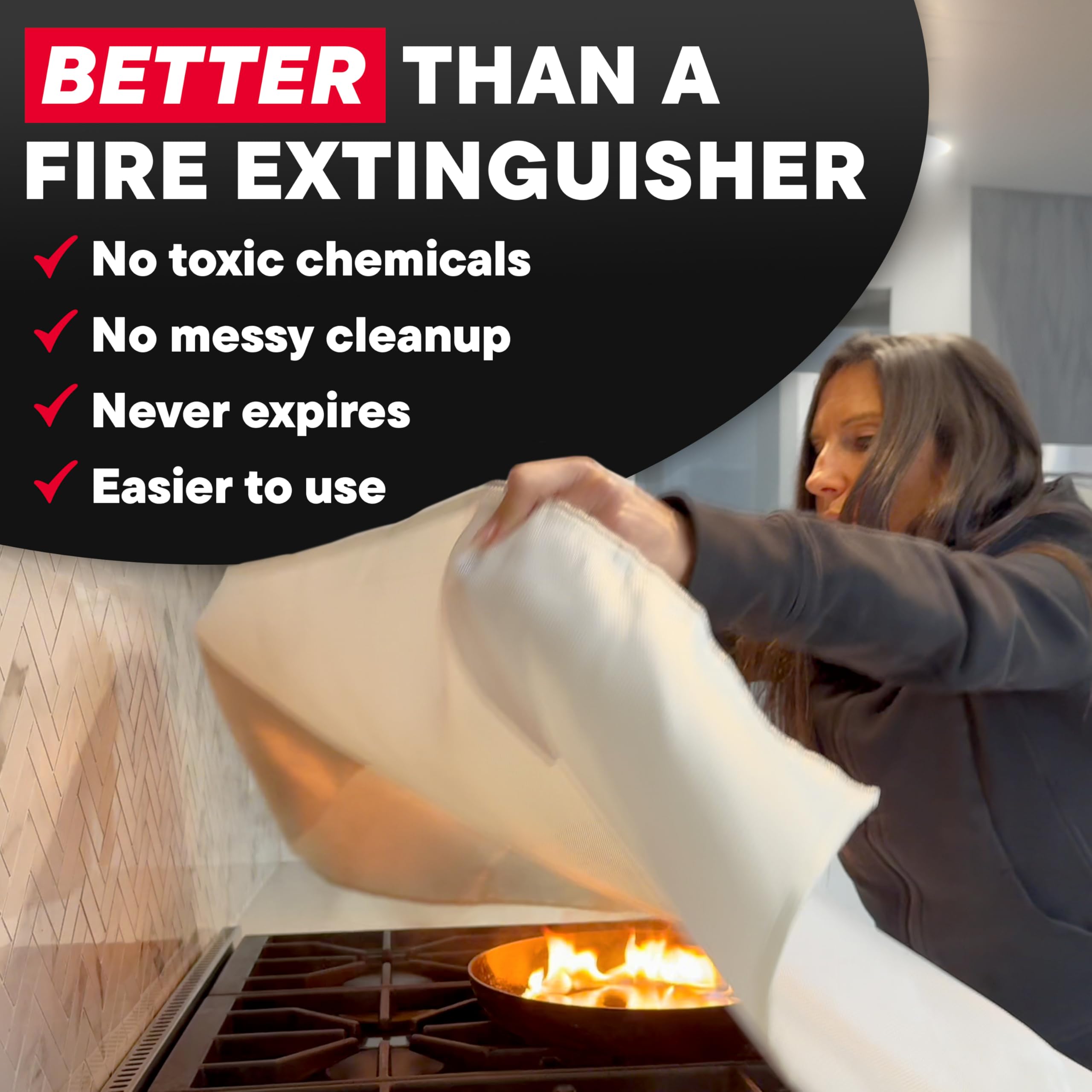 America Fire Blanket fire-pit-camping-use image suggests versatile outdoor fire safety