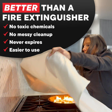 America Fire Blanket fire-pit-camping-use image suggests versatile outdoor fire safety