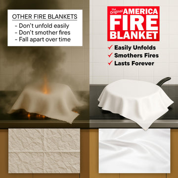 America Fire Blanket garage-electrical-fire image shows rapid smothering to prevent spread