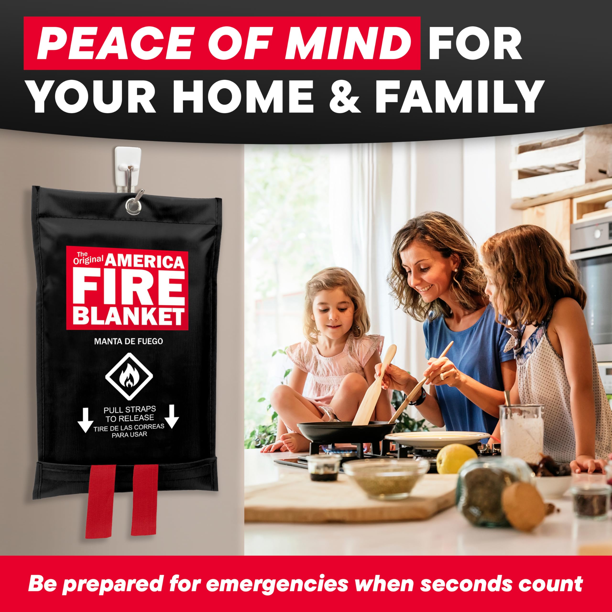 America Fire Blanket laundry-room-fire photo emphasizes safe, mess-free containment