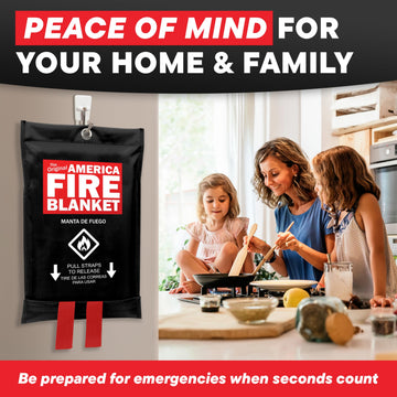 America Fire Blanket laundry-room-fire photo emphasizes safe, mess-free containment