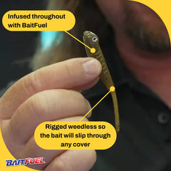 American Baitworks BAITFUEL Drifter Minnow in water demonstrating neutral buoyancy for elevated presentation.