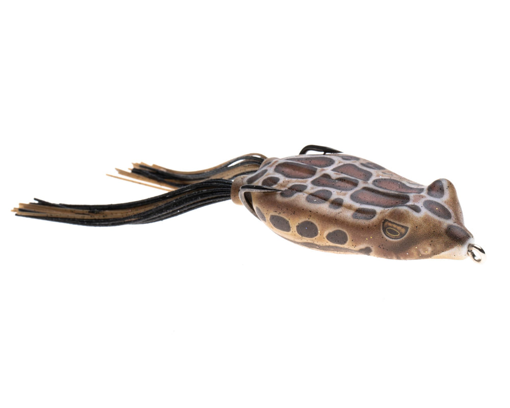 American Baitworks Phat Frog with wide buoyant body for high surface presentation in heavy cover.