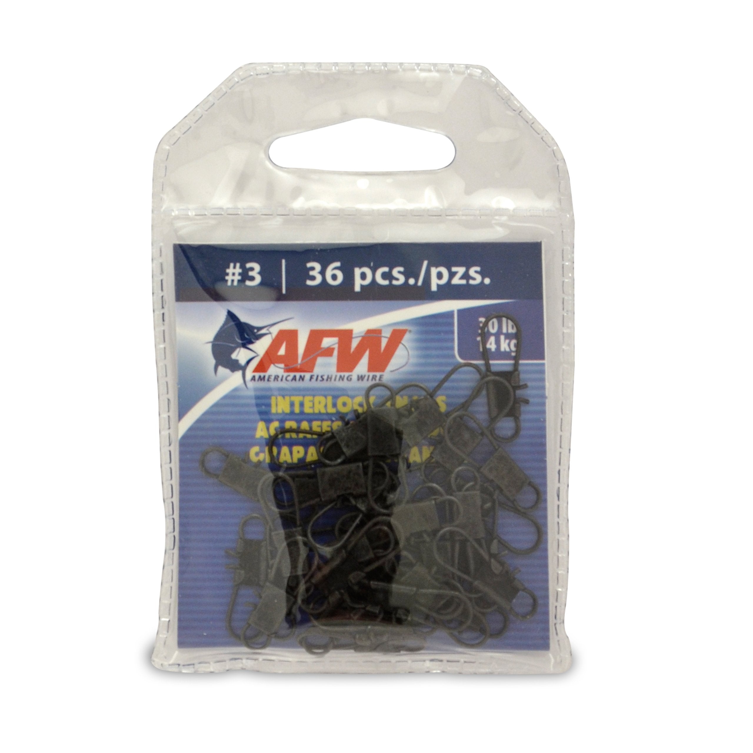 Black Interlock Snaps by American Fishing Wire, Size 3, 30 lb test, 36 pieces