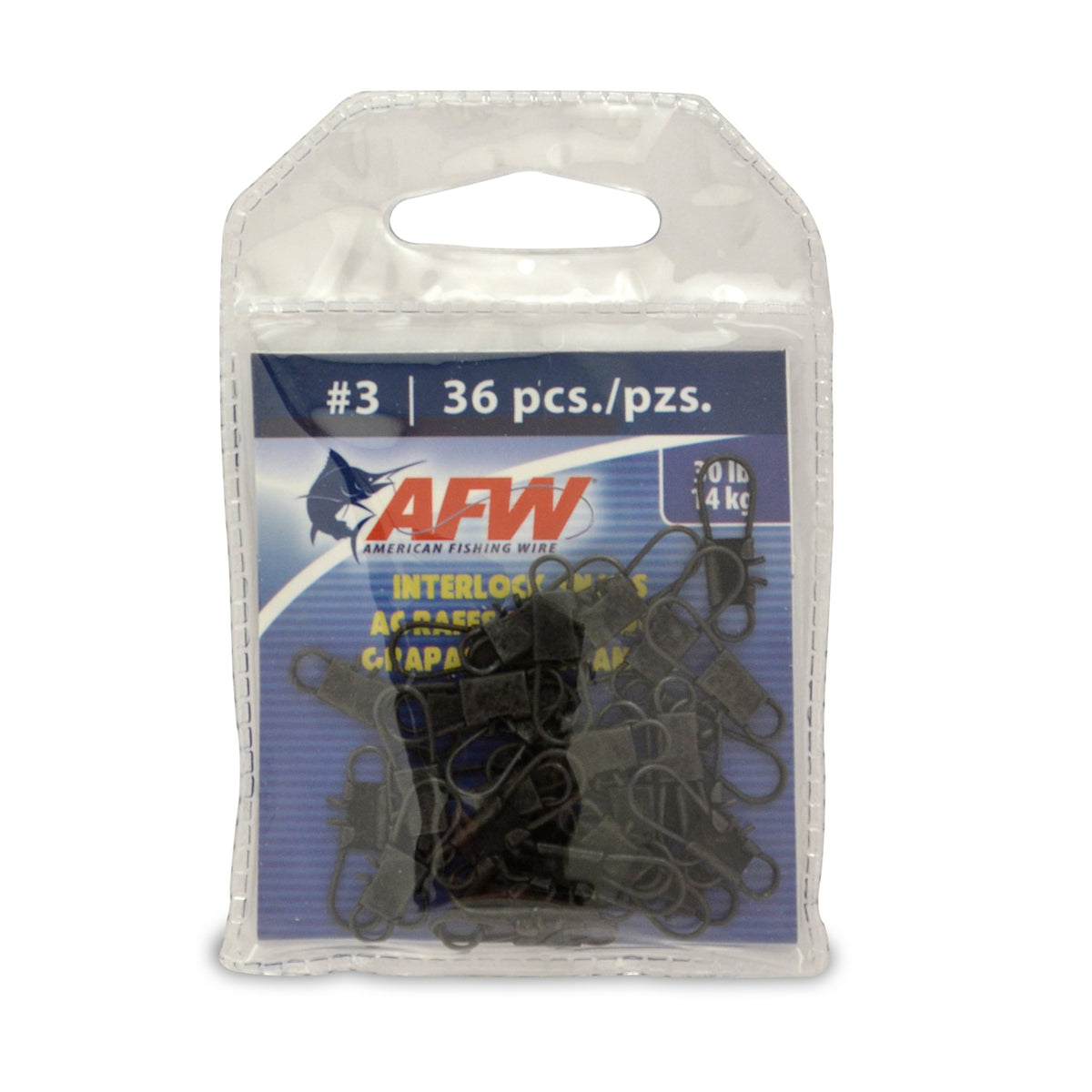 Black Interlock Snaps by American Fishing Wire, Size 3, 30 lb test, 36 pieces