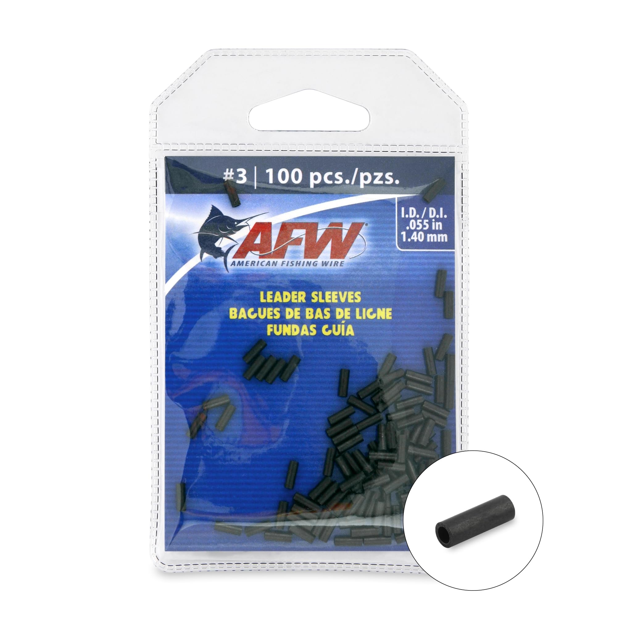 Crimp sleeve for fishing line black #3/.055 with monofilament compatibility
