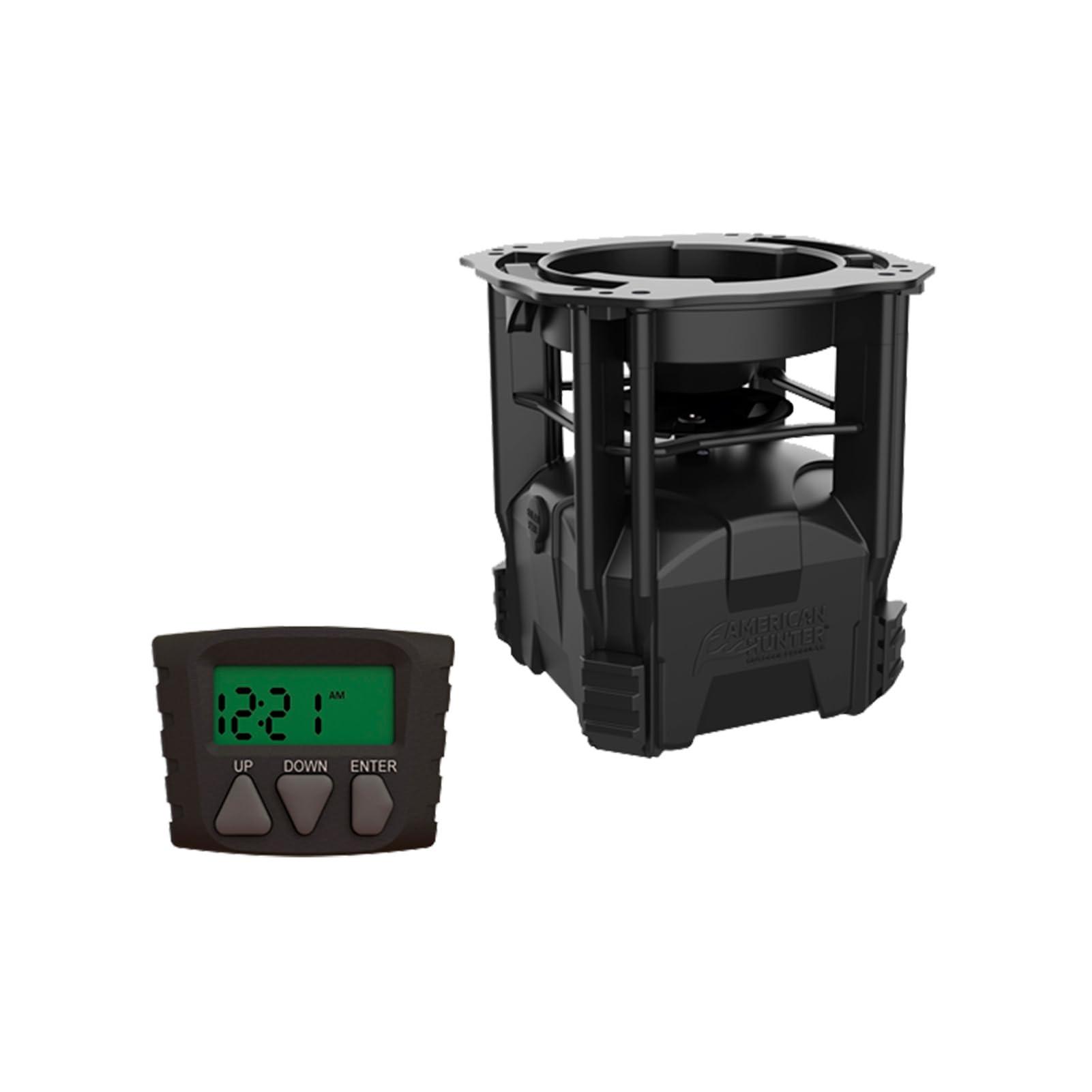 AMERICAN HUNTER 5-gallon hopper showing generous capacity for deer feed