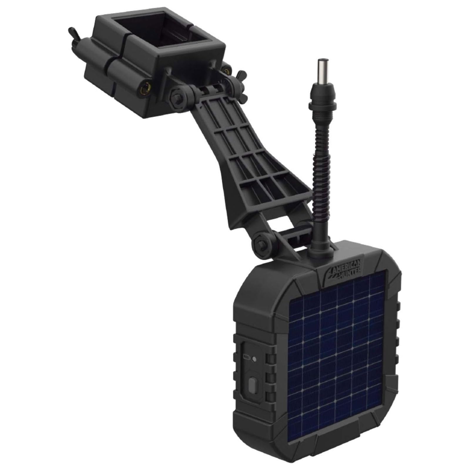 Front view of AMERICAN HUNTER 6V Power Solar Panel with mounting brackets
