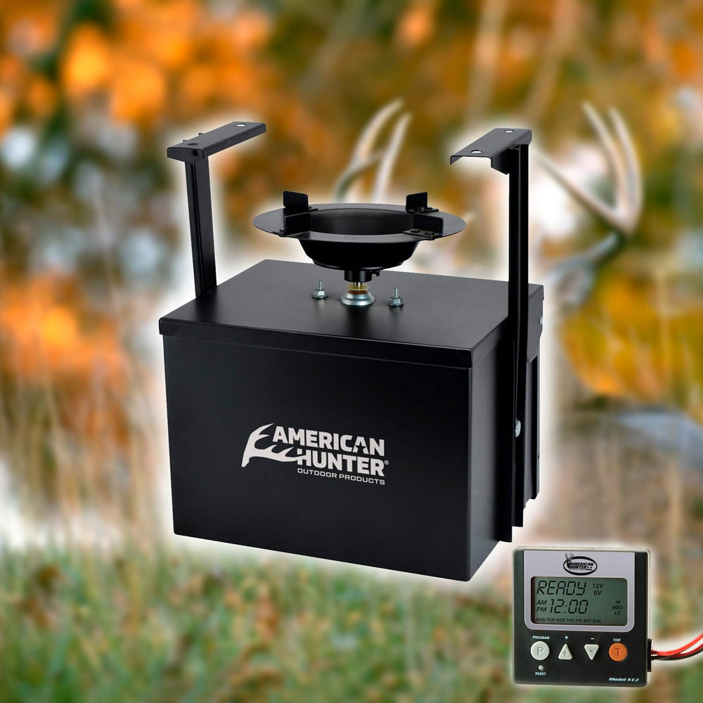 American Hunter adjustable feed rate and RPM broaden feeding options for wildlife.