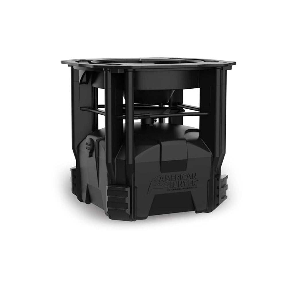 AMERICAN HUNTER hanging feeder mounted securely for field placement