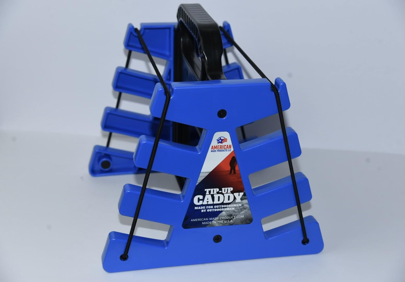 American Made Products LLC Tip Up Caddy blue front view showing quick transport and organization